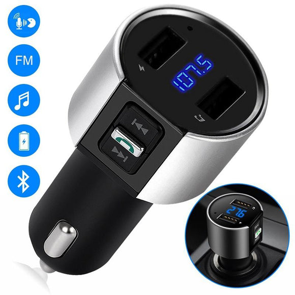 Car Hands Free Bluetooth MP3 Player FM Transmitter Dual USB Charger [<lun>]