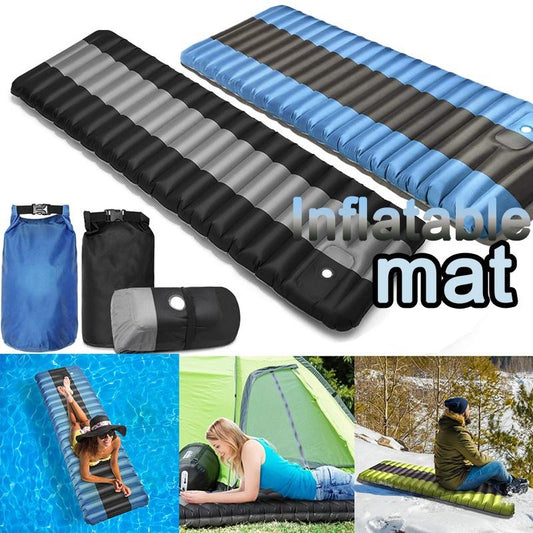 2021 New Inflated Sleeping Pad Lightweight Inflatable Camping Mat Comfortable &amp; Ergonomic Textured Design Airbed with Packing Bag for Hiking Backpacking Traveling Tenting [<lun>]