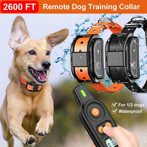 Dog Training Collar, 2019 Updated 3 Channels Shock Collar for Dogs with 2600ft Remote, Beep Vibration Shock 3 Modes Fully Waterproof Dog Shock Collar for Small/Medium/Large Dogs [&lt;lun&gt;]