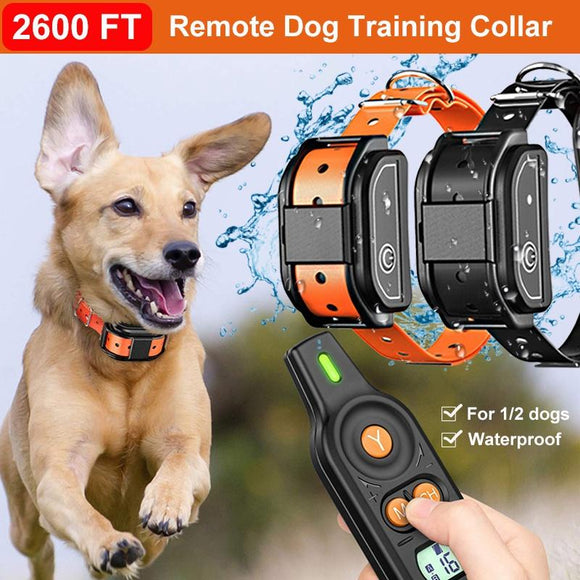 Dog Training Collar, 2019 Updated 3 Channels Shock Collar for Dogs with 2600ft Remote, Beep Vibration Shock 3 Modes Fully Waterproof Dog Shock Collar for Small/Medium/Large Dogs [<lun>]