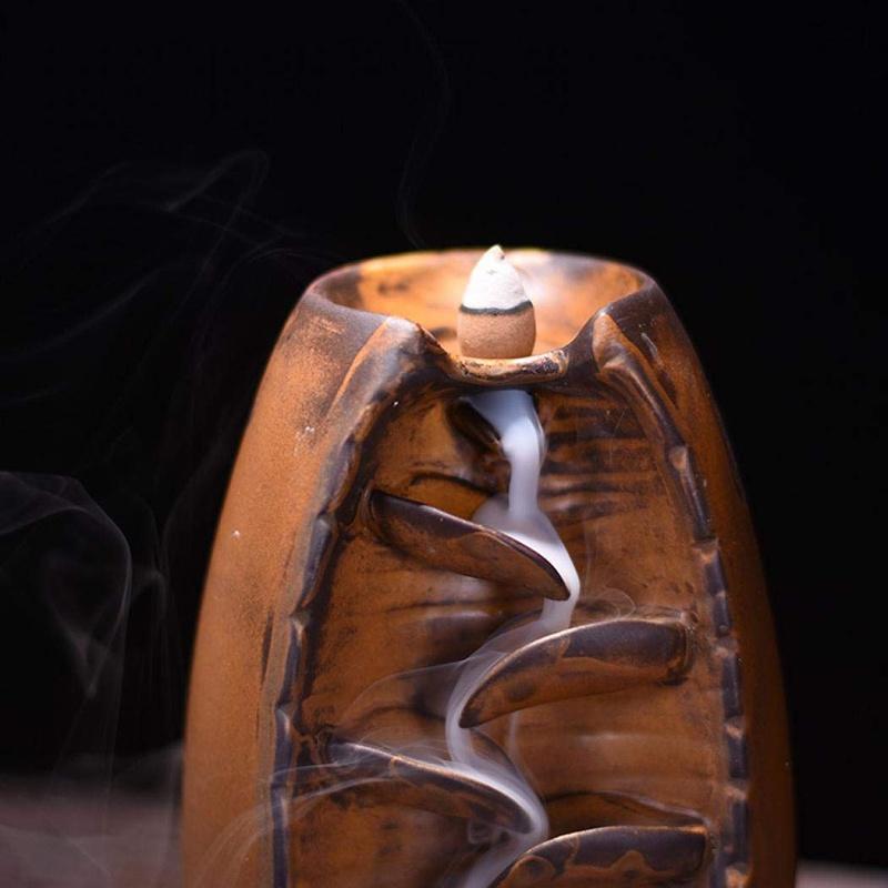 Characteristic style Ceramic Backflow Incense Holder Waterfall Incense Burner, Aromatherapy Ornament Home Decor Meditation Yoga [<lun>]