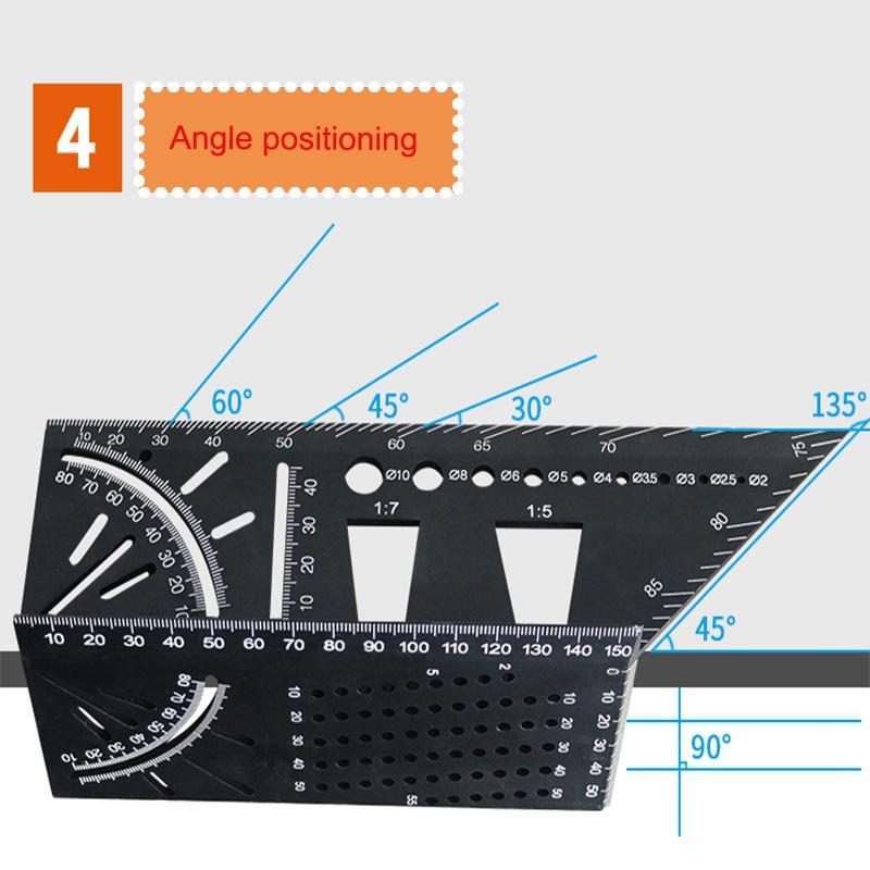 New 45 90 Degree  Accurate Measuring Square Angle Ruler Woodworking Portable Accessories Aluminum Alloy  Multifunctional Marking Gauge EHC [<lun>]