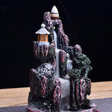 Exquisite Retro Buddhist Porcelain Incense Holder Backflow Incense Burner Home Fragrance  Artwork w/ 20 Incense Cones