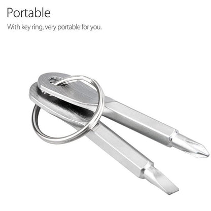 Hot Sale 2 Keys Stainless Keychain Pocket Tool Screwdriver Set EDC Outdoor Multifunction Fashion [<lun>]