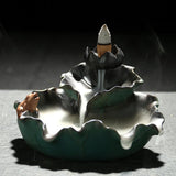 Characteristic Chinese style Handmade Ceramic Backflow Incense Holder Waterfall Incense Burner, Aromatherapy Ornament Home Decor Meditation Yoga +  20 Backflow Incense Cones [&lt;lun&gt;]