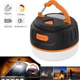 LED Camping Lantern, Portable USB Rechargeable Camping Tent Light/Power Bank 5200mAh 2 in 1 Design, IP65, Magnet Base, 5 Light Modes - Survival Kit for Emergency, Hurricane, Power Outage（1-2 pack）