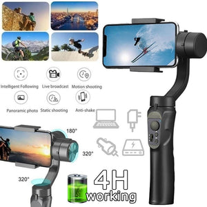 H4 Handheld Gimbal Stabilizer, 3-Axis Motorized Stabilizer with Sport Inception Mode Face Object Tracking, Universal 360 Degree Handheld Anti-shaking Outdoor Live Broadcast Phone Gimbal Stabilizer Stabilizer for Vlog Youtuber Live Video Record
