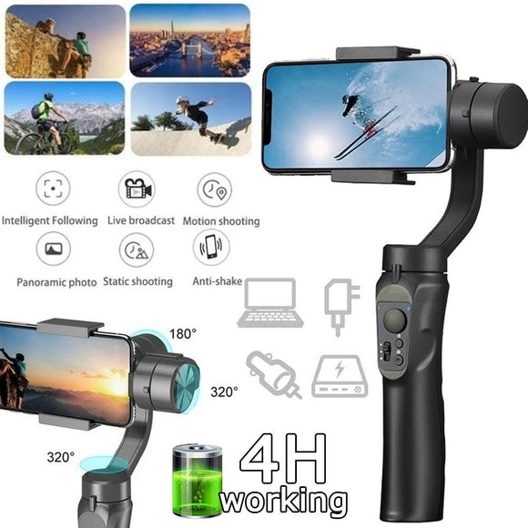 H4 Handheld Gimbal Stabilizer, 3-Axis Motorized Stabilizer with Sport Inception Mode Face Object Tracking, Universal 360 Degree Handheld Anti-shaking Outdoor Live Broadcast Phone Gimbal Stabilizer Stabilizer for Vlog Youtuber Live Video Record