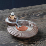 Characteristic Chinese style Handmade Ceramic Backflow Incense Holder Waterfall Incense Burner, Aromatherapy Ornament Home Decor Meditation Yoga +  20 Backflow Incense Cones [&lt;lun&gt;]