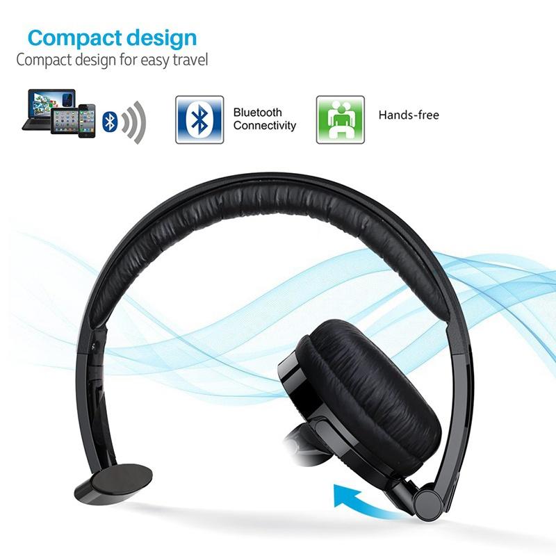 Upgraded Professional Bluetooth Headset BTH-068 Wireless Headphone Black Headband UP To 12 Hours Hands Free For Drivers (Color: Black) [<lun>]