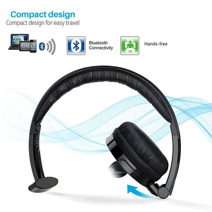 Upgraded Professional Bluetooth Headset BTH-068 Wireless Headphone Black Headband UP To 12 Hours Hands Free For Drivers (Color: Black) [<lun>]