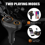 Bluetooth Car FM Transmitter,Wireless Radio Adapter Car Kit Music Control,Hands-Free Calling 1.44&quot; Display with 2 USB Car Charge Port Built-in Mic Smart Mp3 Player TF Card Input/Output