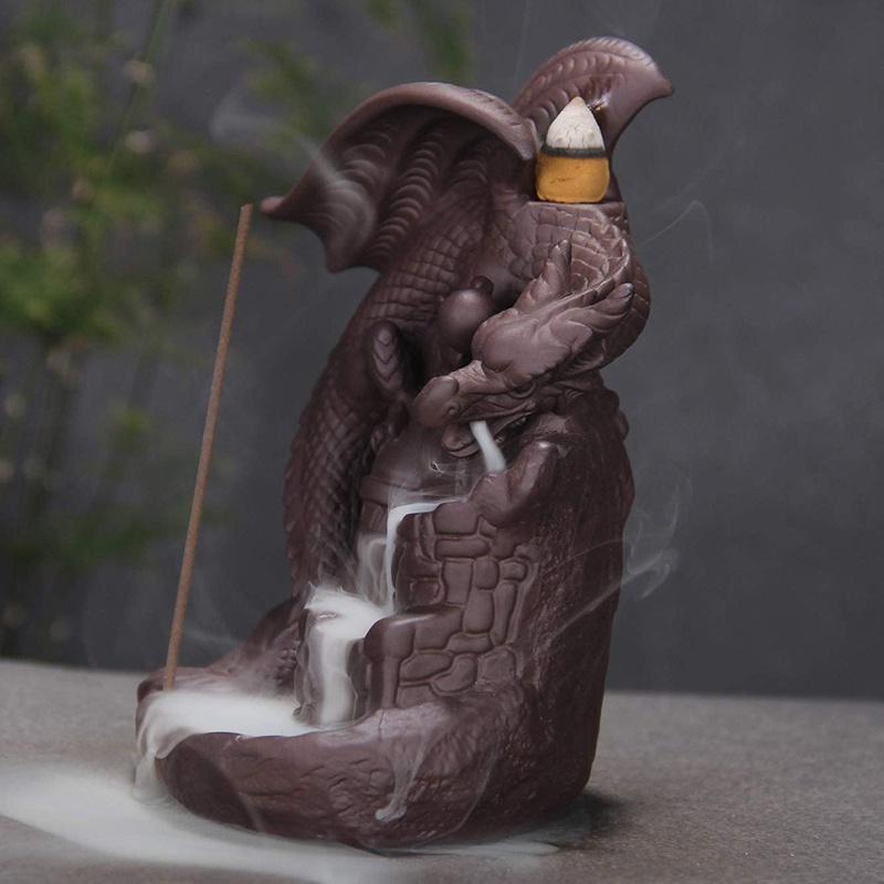 2020 Ceramic Dragon Incense Burner for Smoke Backflow Like Water Streaming Down Art Craft Incense Cone Furnace Home Decor