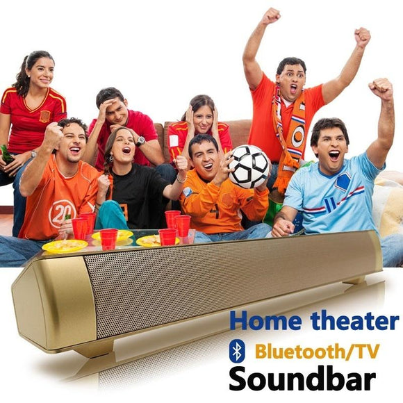 Powerful Bluetooth Soundbar TV Perfect sound Soundbar LP-08 HIFI Mini Altavoz USB Soundbar Speaker For Computer PC Tablet TV (Color: Gold)