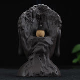 Ceramic Waterfall Backflow Incense Burner Incenser Holder Home Decor Aromatherapy Ornament+ 20 Cone Incense Free (Brown Black) [&lt;lun&gt;]