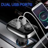 Bluetooth FM Transmitter, Wireless Bluetooth Radio Transmitter Adapter Car Kit with Hand-Free Calling and Dual USB Ports