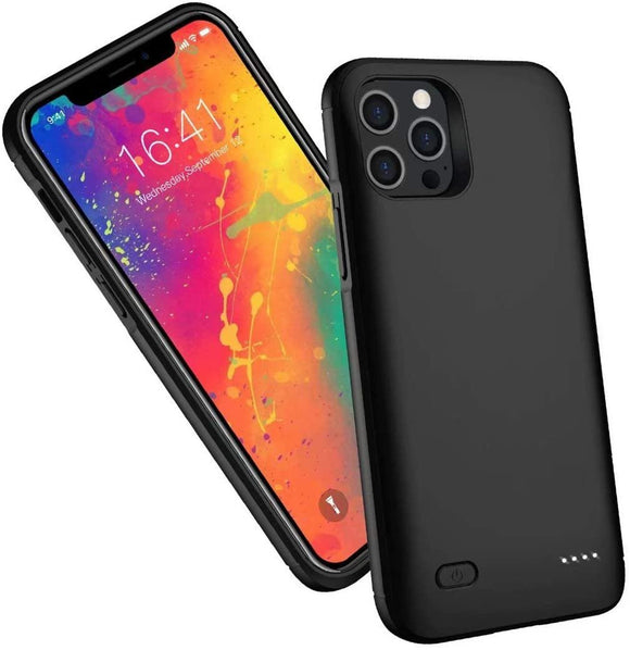 Power Case for iPhone 12mini/12Pro/12/12Pro Max, Protective Charging Case Rechargeable External Battery Pack for iPhone 12 Portable Backup Battery Charger Case, Black