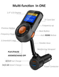 Bluetooth FM Transmitter, Wireless Hands-free Radio Adapter Car Charger Kit with 1.4 Inch Display, Music Player,Smart 2.4A+QC3.0 Dual USB Fast Car charge for Cell Phone (black)