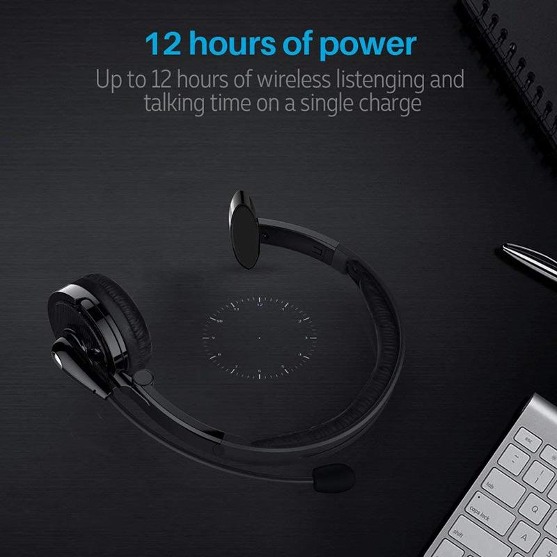 Bluetooth headset wireless headset, a combination of a single headset and microphone charging base, for PC, Laptop, Truck Driver, Office, Call Center, Skype [<lun>]