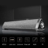 16inch Sound Bars, 10W Soundbar Portable Wireless Bluetooth 5.0 Speaker for PC,Phone,Tablet,MacBook,Built-in 2000mAh Battery,Remote Control,Microphone,Support Aux,RCA,USB-DAC,TF