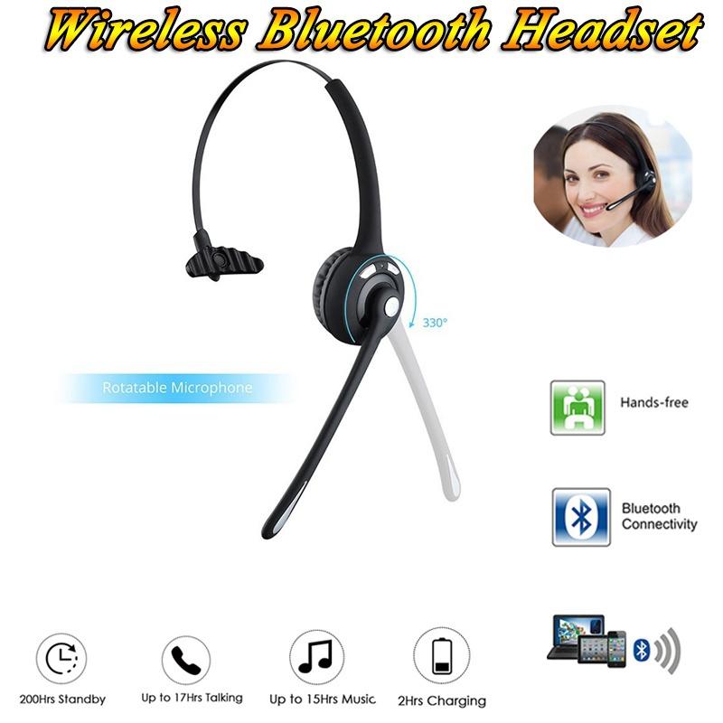 2021 New Pro Trucker Bluetooth Headset/Cell Phone Headset with Microphone, Office Wireless Headset, Over the Head Earpiece, On Ear Car Bluetooth Headphones for Cell Phone, Skype, Truck Driver, Call Center [<lun>]
