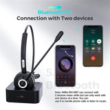 Bluetooth Headset with Mic Charging Dock,On-Ear Office Wireless Headset with Noise Cancelling Microphone for Call Center,Mobile Phones, Laptop,Skype,VoIP