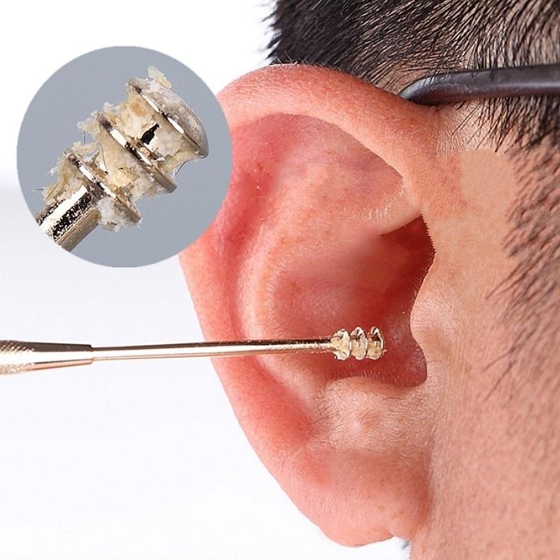 Ear Scoop Cleaner Spring Double Head Rotating Ear Scoop Six-piece Ear Harvesting Tool Set [<lun>]