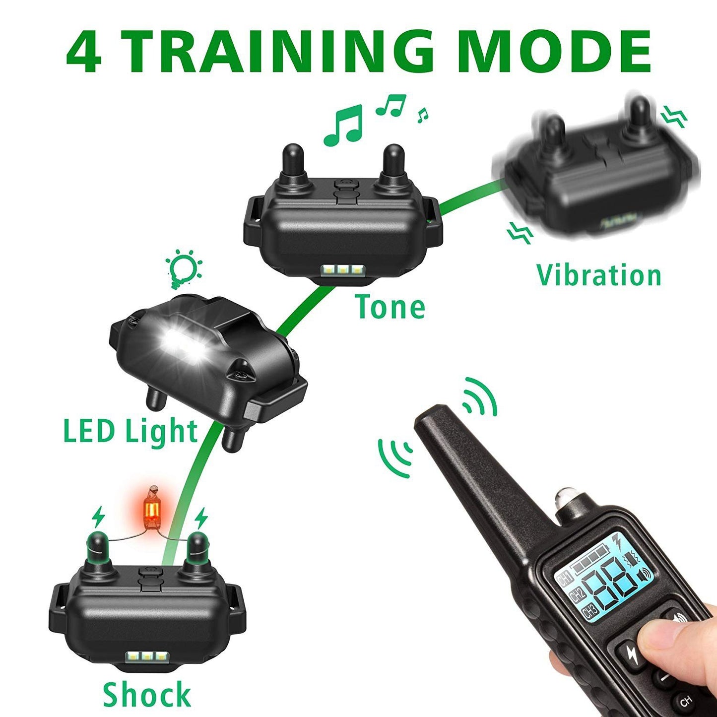 Waterproof Electric 800m Remote Pet Trainer Shock Training Collar for 1 or 2 Dog