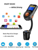 Bluetooth FM Transmitter, Wireless Hands-free Radio Adapter Car Charger Kit with 1.4 Inch Display, Music Player,Smart 2.4A+QC3.0 Dual USB Fast Car charge for Cell Phone (black)