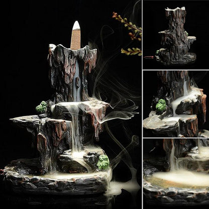 Alice Incense Holder Waterfall Incense Burner, Home Decor Aromatherapy Ornament,Handmade gifts can help sleep +  20 Backflow incense cones [<lun>]