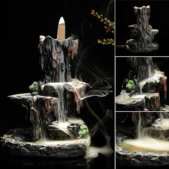 Alice Incense Holder Waterfall Incense Burner, Home Decor Aromatherapy Ornament,Handmade gifts can help sleep +  20 Backflow incense cones [<lun>]