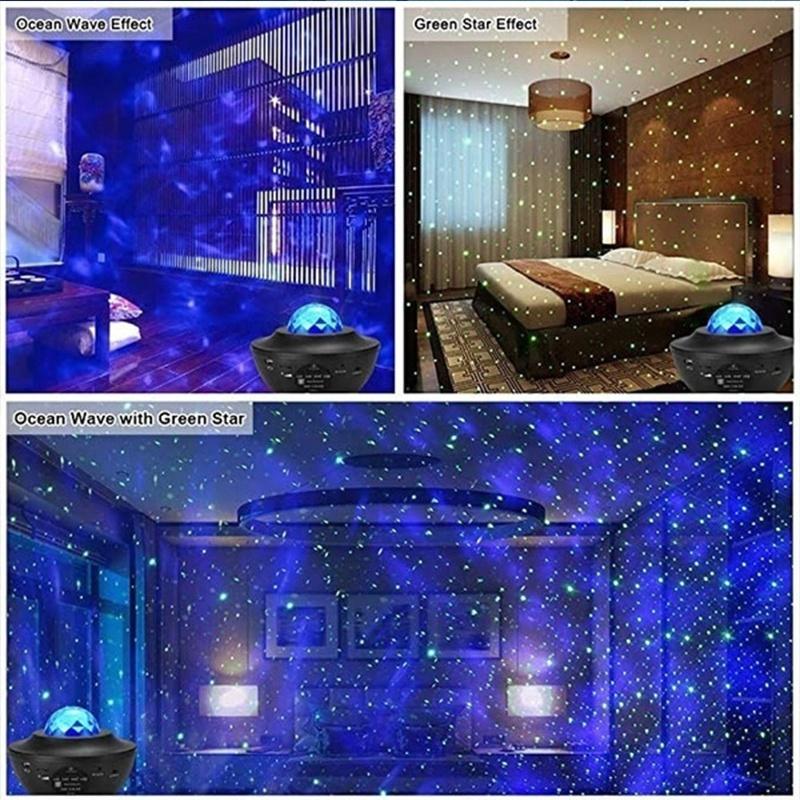 Newest 2 Styles Romantic Star Projector Light USB Voice Control Music Player LED Night Light Projection Lamp Star Light [<lun>]