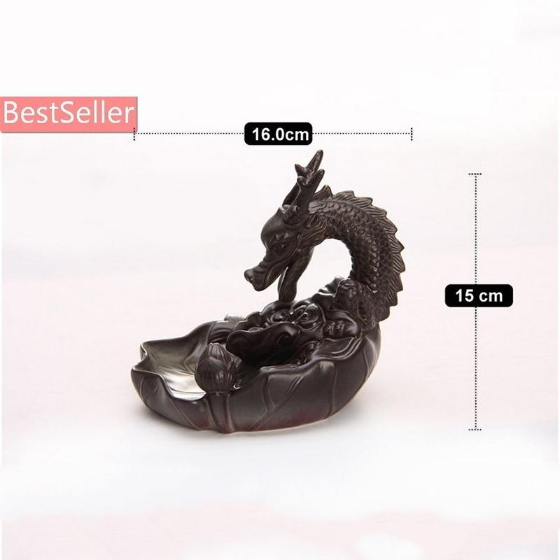 Backflow Ceramic Waterfall Glaze Incense Smoke Cone Burner Holder Home Decor [<lun>]