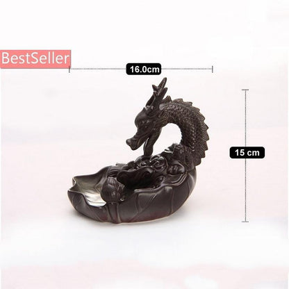 Backflow Ceramic Waterfall Glaze Incense Smoke Cone Burner Holder Home Decor [<lun>]