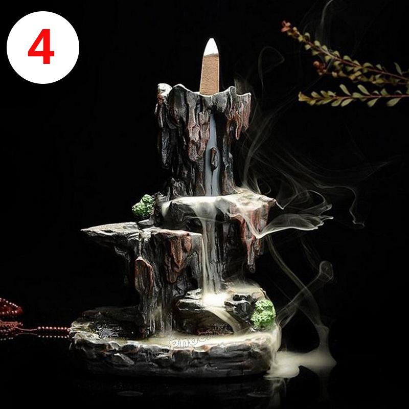 Ceramic Sculpture  Backflow Waterfall Smoke Incense Burner Censer Holder [<lun>]
