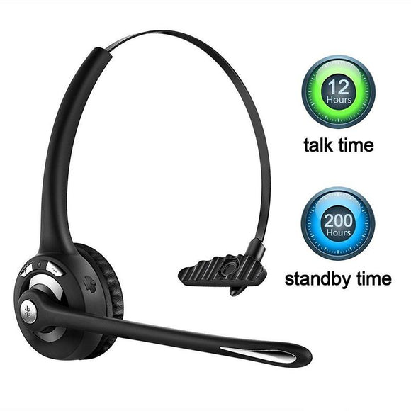 Pro Trucker Bluetooth Headset/Cell Phone Headset with Microphone, Office Wireless Headset, Over the Head Earpiece, On Ear Car Bluetooth Headphones for Cell Phone, Skype, Truck Driver, Call Center
