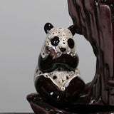 Chinese Panda Ceramic Round Handmade  Backflow Incense Holder  Burner, Aromatherapy Ornament Home Decor Meditation Yoga [&lt;lun&gt;]