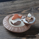 Characteristic Chinese style Handmade Ceramic Backflow Incense Holder Waterfall Incense Burner, Aromatherapy Ornament Home Decor Meditation Yoga +  20 Backflow Incense Cones [&lt;lun&gt;]