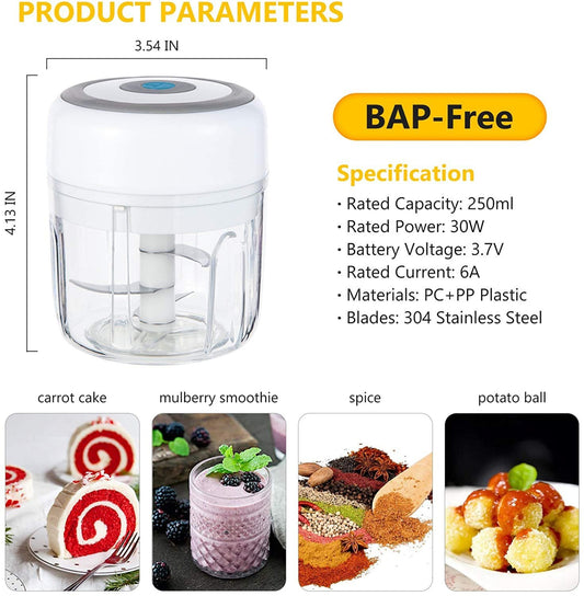 2021 New Upgrade Smart Electric Mini Food Garlic Vegetable Chopper Meat Grinder Crusher Press for Nut Fruit Rechargeable Onion Multi-function Processor Kitchen Accessories Tools