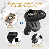 Bluetooth Car FM Transmitter,Wireless Radio Adapter Car Kit Music Control,Hands-Free Calling 1.44&quot; Display with 2 USB Car Charge Port Built-in Mic Smart Mp3 Player TF Card Input/Output