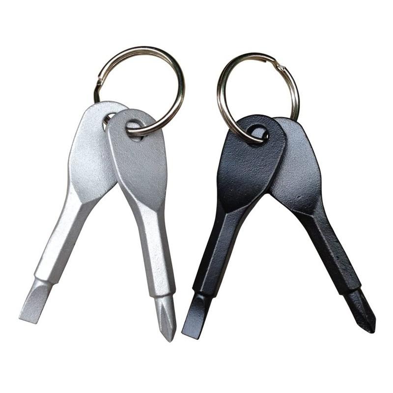 Hot Sale 2 Keys Stainless Keychain Pocket Tool Screwdriver Set EDC Outdoor Multifunction Fashion [<lun>]