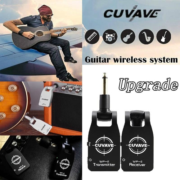 Muslady Guitar System Transmitter & Receiver 2.4G Wireless Built-in Rechargeable Lithium Battery 30M/50M Transmission Range for Electric Guitar Bass (Silver)