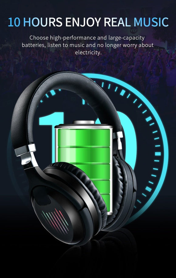 New Bluetooth Headphones Active Noise Cancelling Wireless Headset With Mic FM TF Deep Bass Stereo Sound Earphone For mobile PC