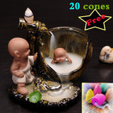 New Ceramic Porcelain Sima Guang Breaking the Vat Backflow Incense Burner Censer Little Monk Sandalwood Agilawood Aroma Furnace IT