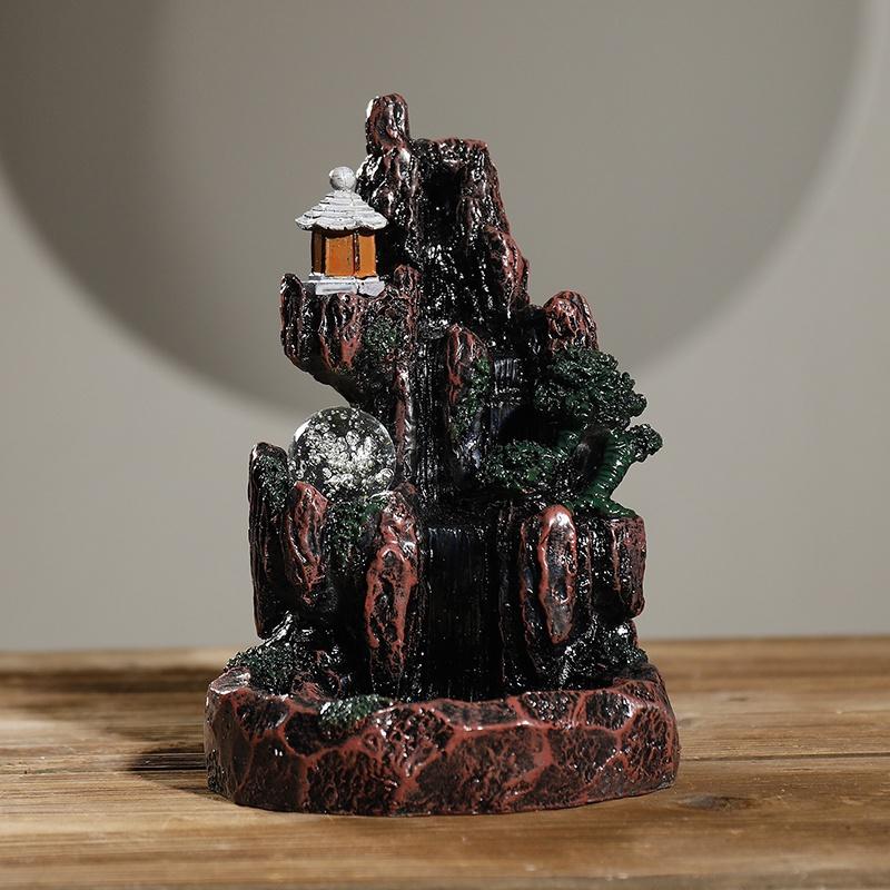 Exquisite Retro Buddhist Porcelain Incense Holder Backflow Incense Burner Home Fragrance  Artwork w/ 20 Incense Cones