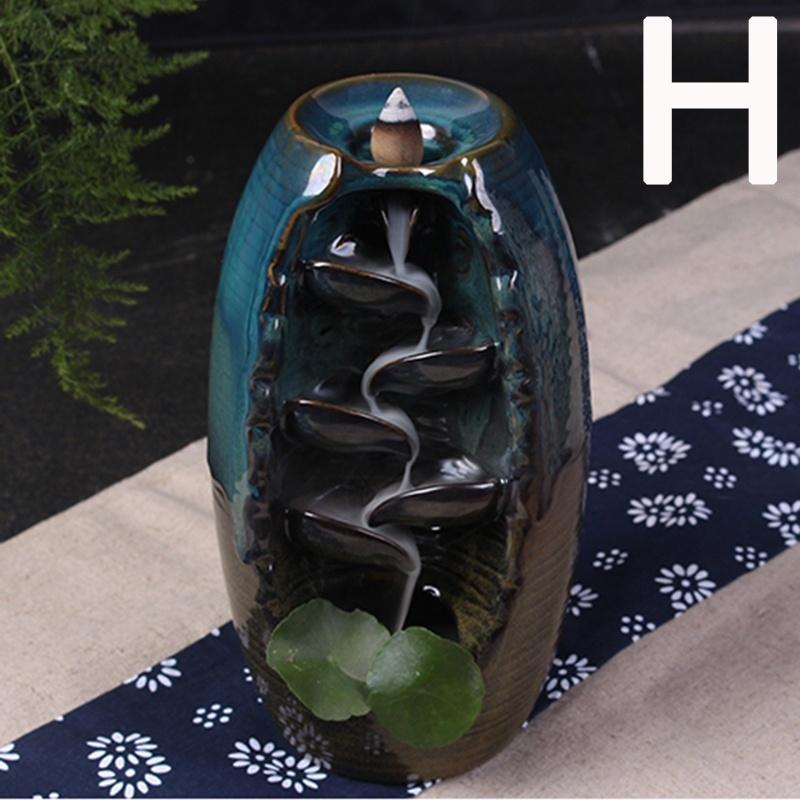 Retro Handmade Ceramic Backflow Incense Burner Home Decor Incense Holder Buddhist Crafts +60 Incense Cones