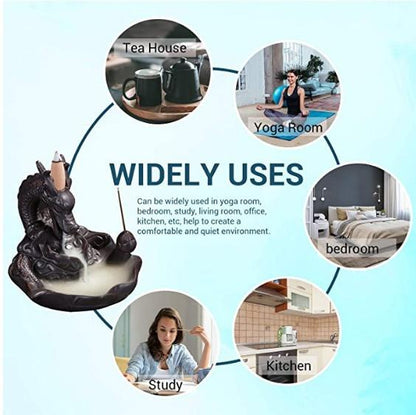 Dragon Incense Waterfall Handmade Backflow Incense Ceremic Incense Holder Aromatherapy Ornament Home Decor [<lun>]