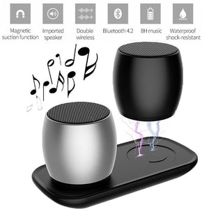 New Portable Bluetooth Speakers Wireless  Dual Speakers, Mini Size Surround HD Sound, HandsFree for Calls Home, Outdoors,Office, Phones, PC,Shower,Pool,Travel (Twins)