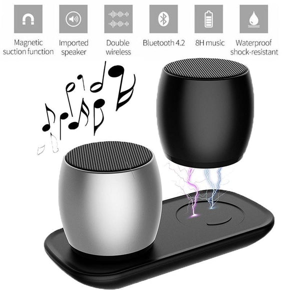 New Portable Bluetooth Speakers Wireless  Dual Speakers, Mini Size Surround HD Sound, HandsFree for Calls Home, Outdoors,Office, Phones, PC,Shower,Pool,Travel (Twins)