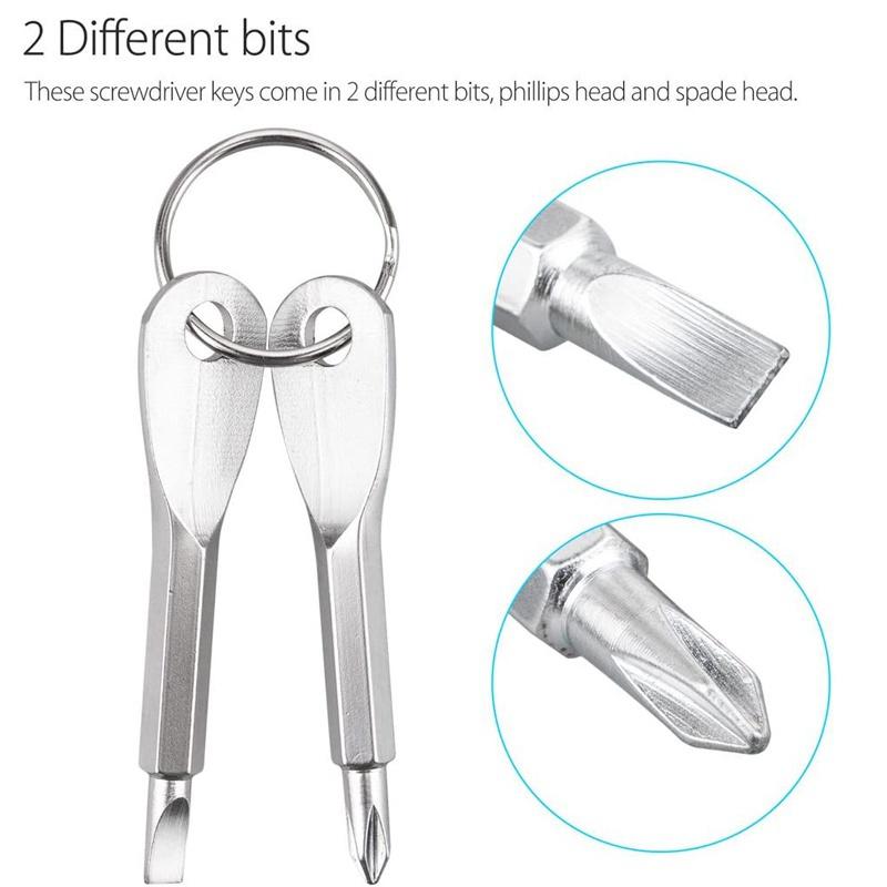 Hot Sale 2 Keys Stainless Keychain Pocket Tool Screwdriver Set EDC Outdoor Multifunction Fashion [<lun>]